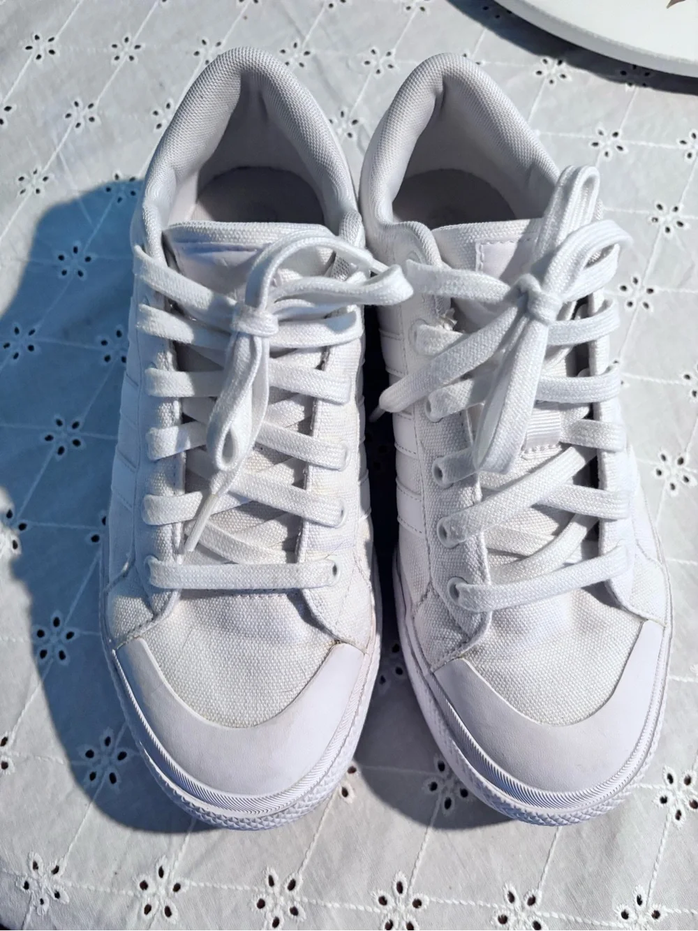 adidas White Low-Top Canvas Sneakers